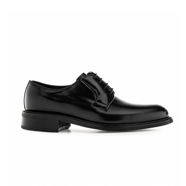 Black Antiqued Leather Dress Shoes — Men's Lace-Up Formal Footwear